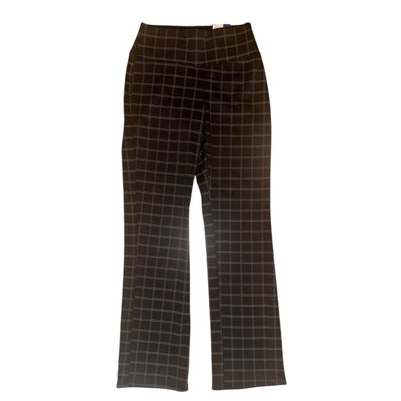NWT APT 9 Black Windowpane Plaid Tummy Control Bootcut Dress Pants Size MT NEW - Picture 2 of 13